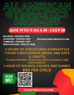 Register online at icangymnastics.com for our 4 hour drop off event!