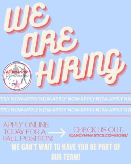 Check us out online at icangymnastics.com/jobs/ to apply for a fall position!
